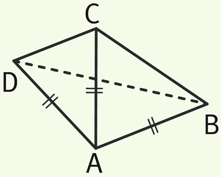 Quadrilatère ABCD où AD = AB et aussi égal à au segment allant de A à l'intersection des diagonales de ce quadrilatère