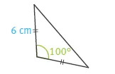 Triangle avec deux côtés de 6,5cm et un angle à 100°