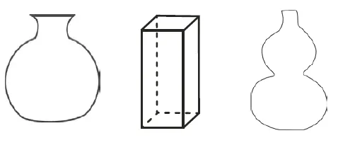 Trois vases, un rond, un rectangulaire et un en forme de sablier.