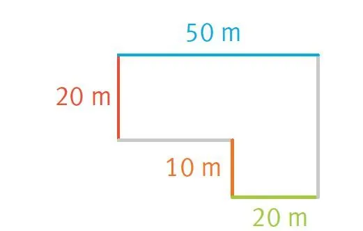 Potager en forme de L plein, l'épaisseur est de 2° m; le côté le plus long de 50 m et le retour du bas de la lettre de 10 m