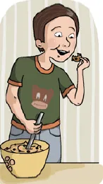 Illustration de Ruben en train de faire des cookies.