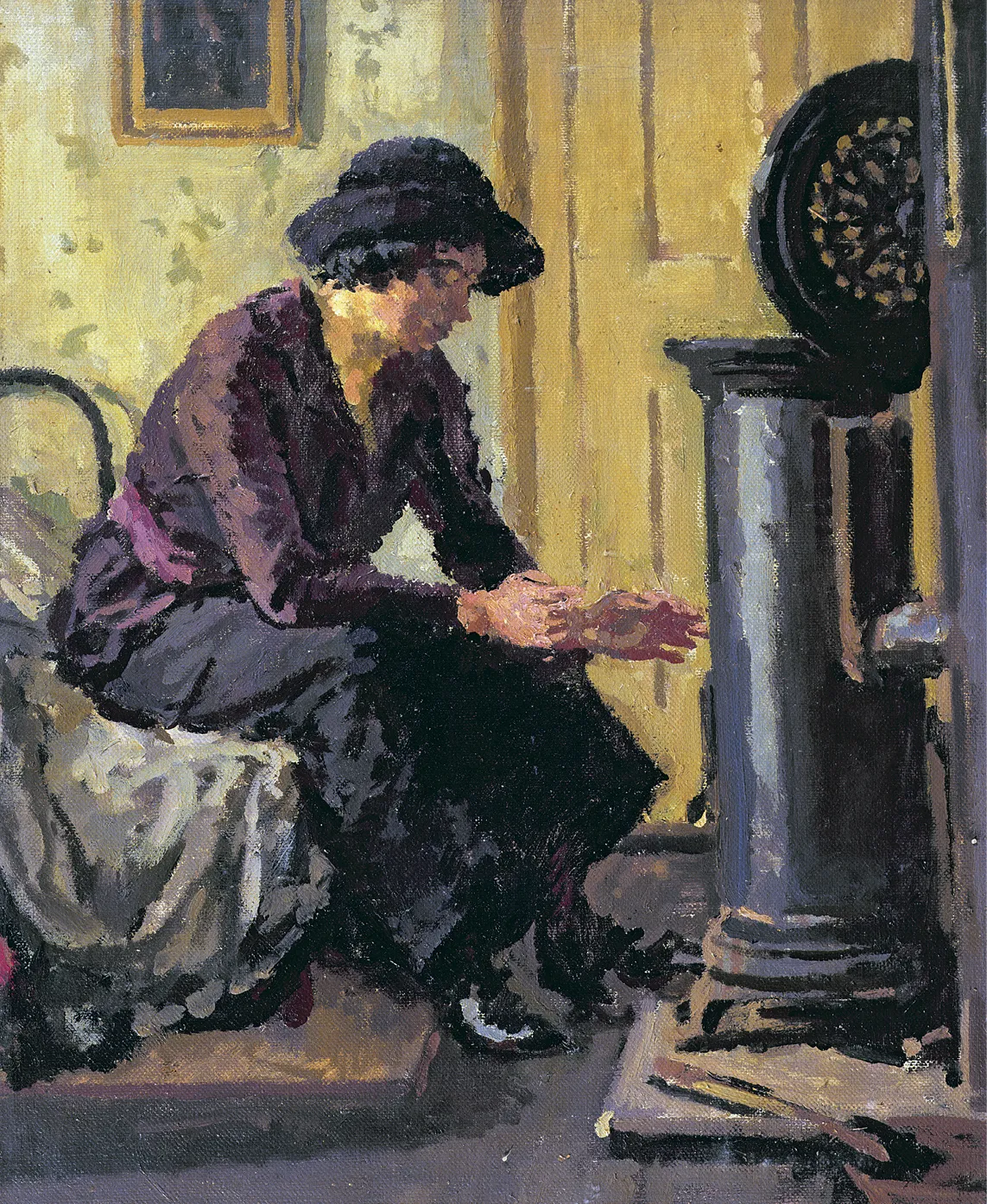 Sylvia Gosse, Femme se réchauffant les
mains, début du XX e siècle, huile sur toile,
50,8 × 40,6 cm (collection privée).