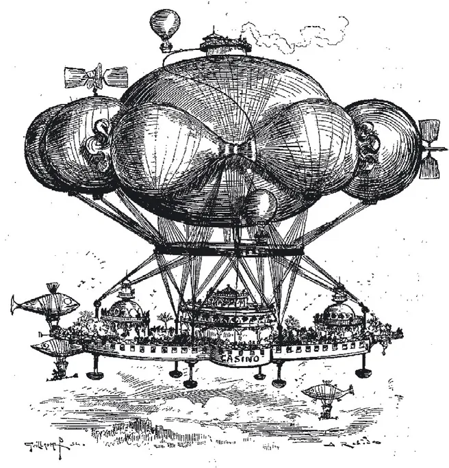 Illustration du Nuage-Palace d'A. Robida