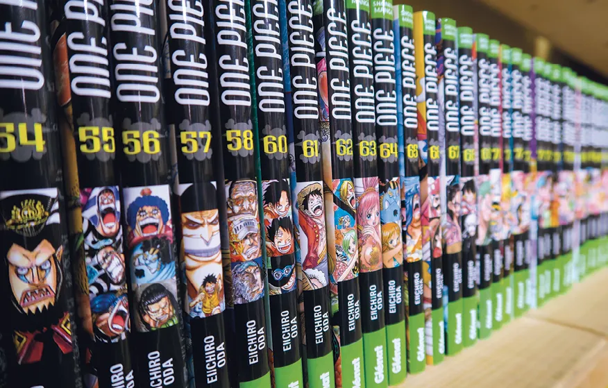 Une collection des mangas et bandes dessinées.