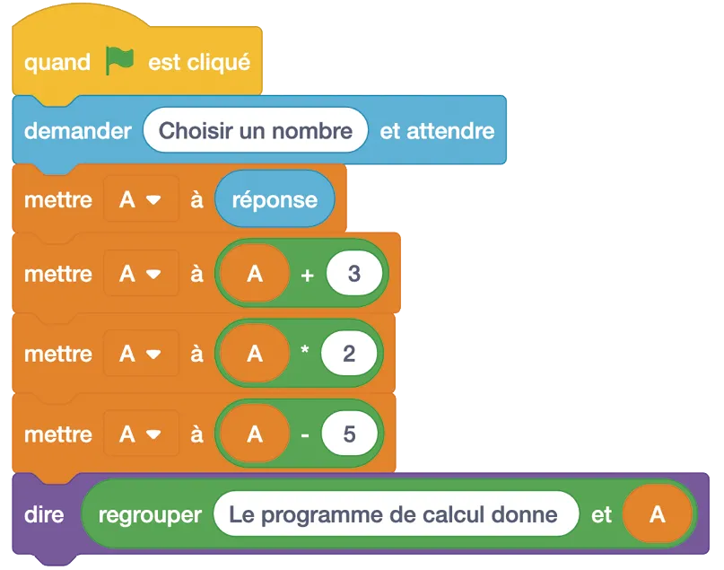 Programme scratch de l'exercice 72