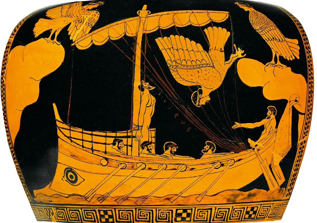 Détail d'un vase Ulysse et les sirènes