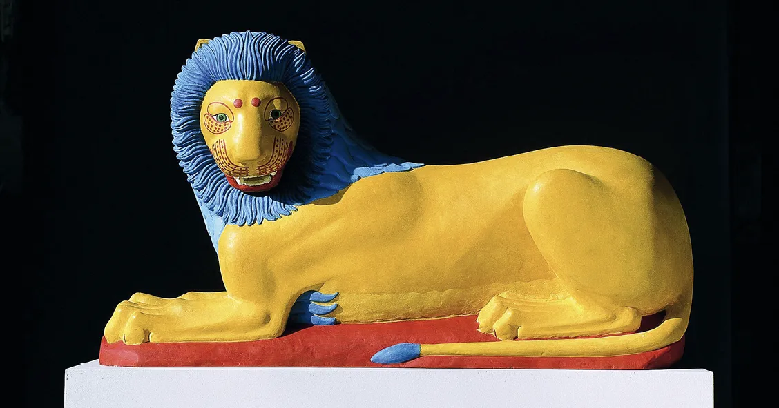 Lion couché avec restitution des couleurs