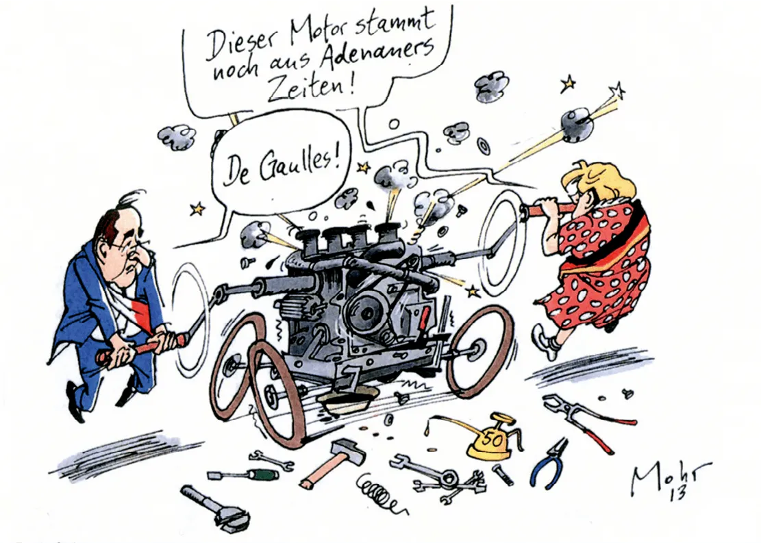 Caricature de François Hollande et Angela Merkel