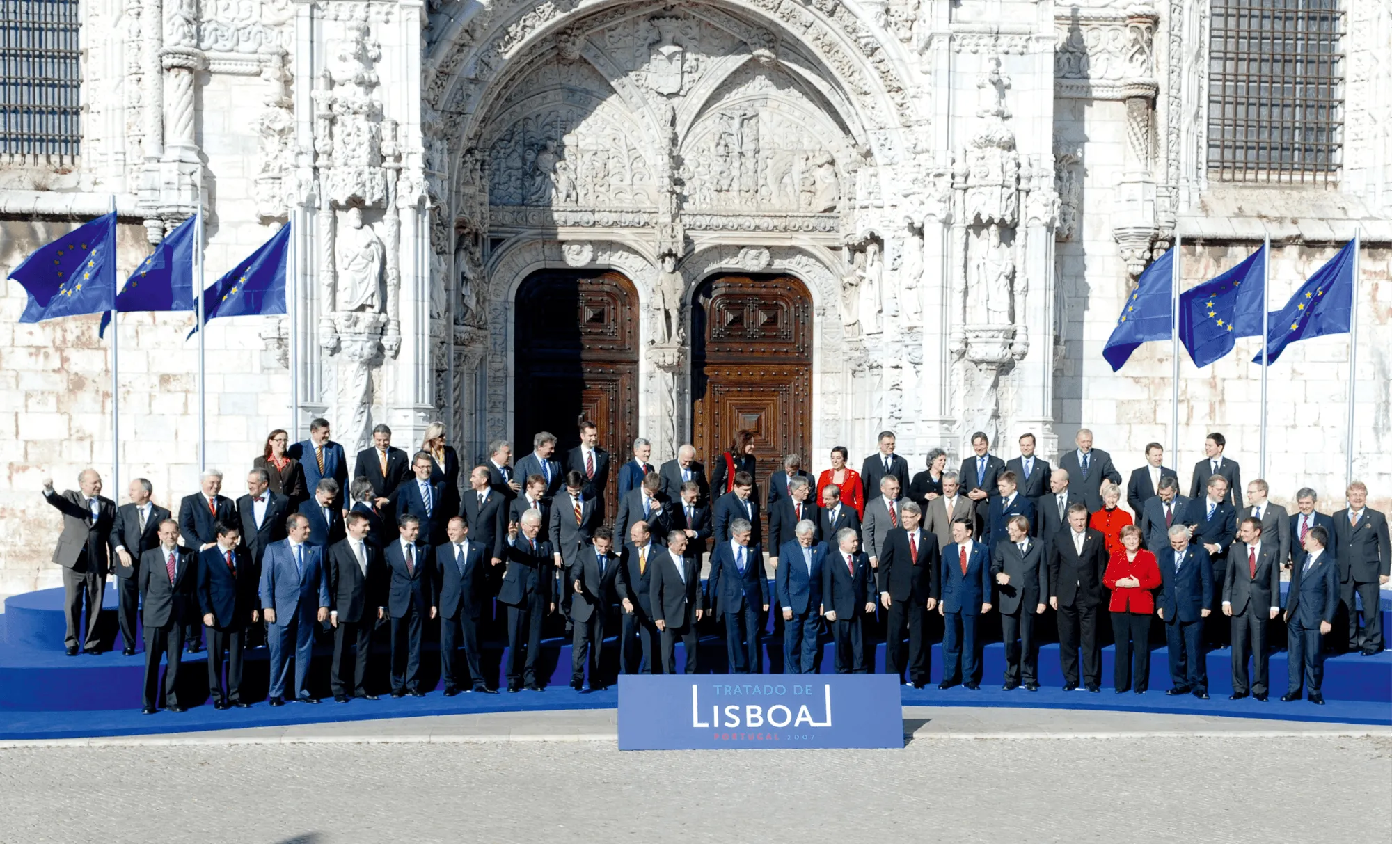 Photo de la ratification du traité de Lisbonne au monastère des Hiéronymites