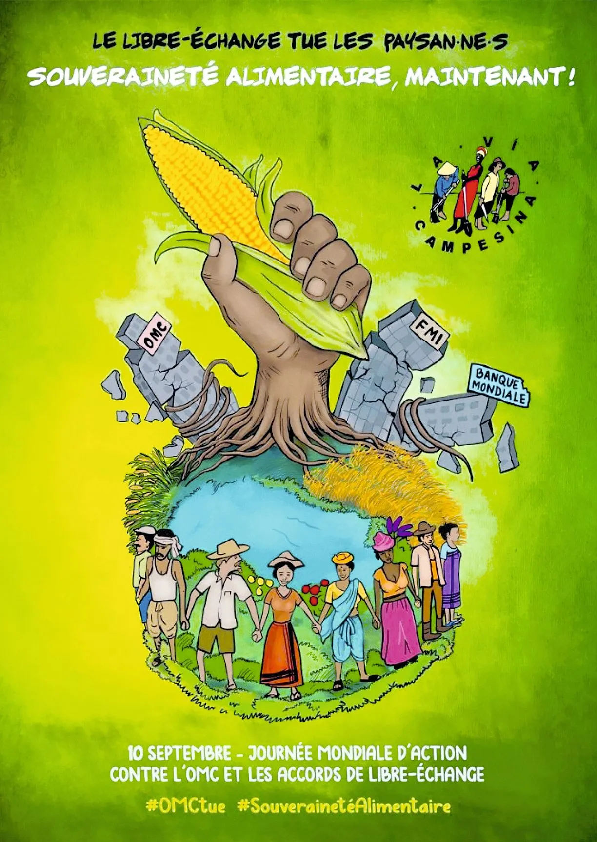 Campagne de Via Campesina pour dénoncer l'OMC et les traités de libre-échange, 2019