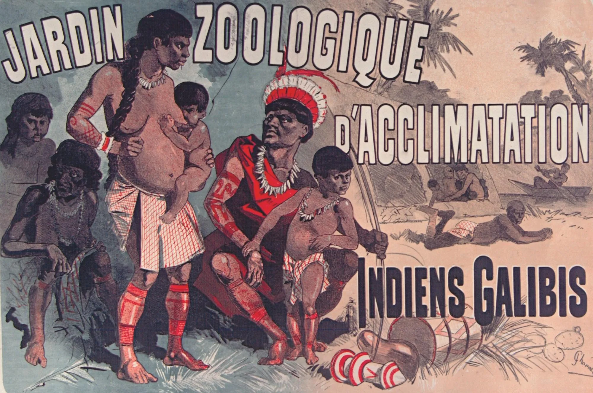 Jules Chéret, affiche pour l'exposition d'un village indigène au jardin zoologique de Paris, 1882