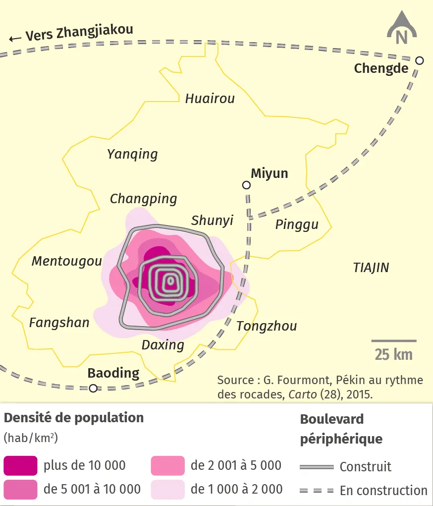 carte Développer les transports à Beijing : vers un septième périphérique ?