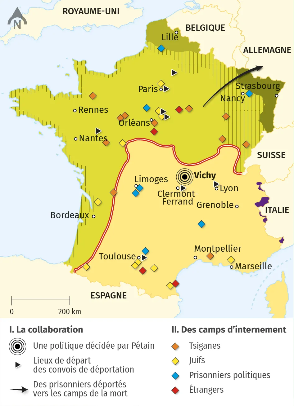 carte sur les camps d'internement et déportations