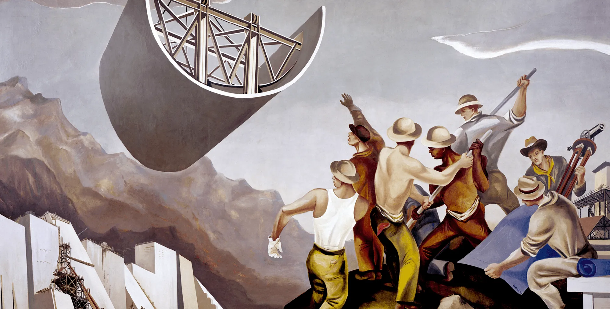 William Gropper, Construction d'un barrage, 1939, fresque murale
