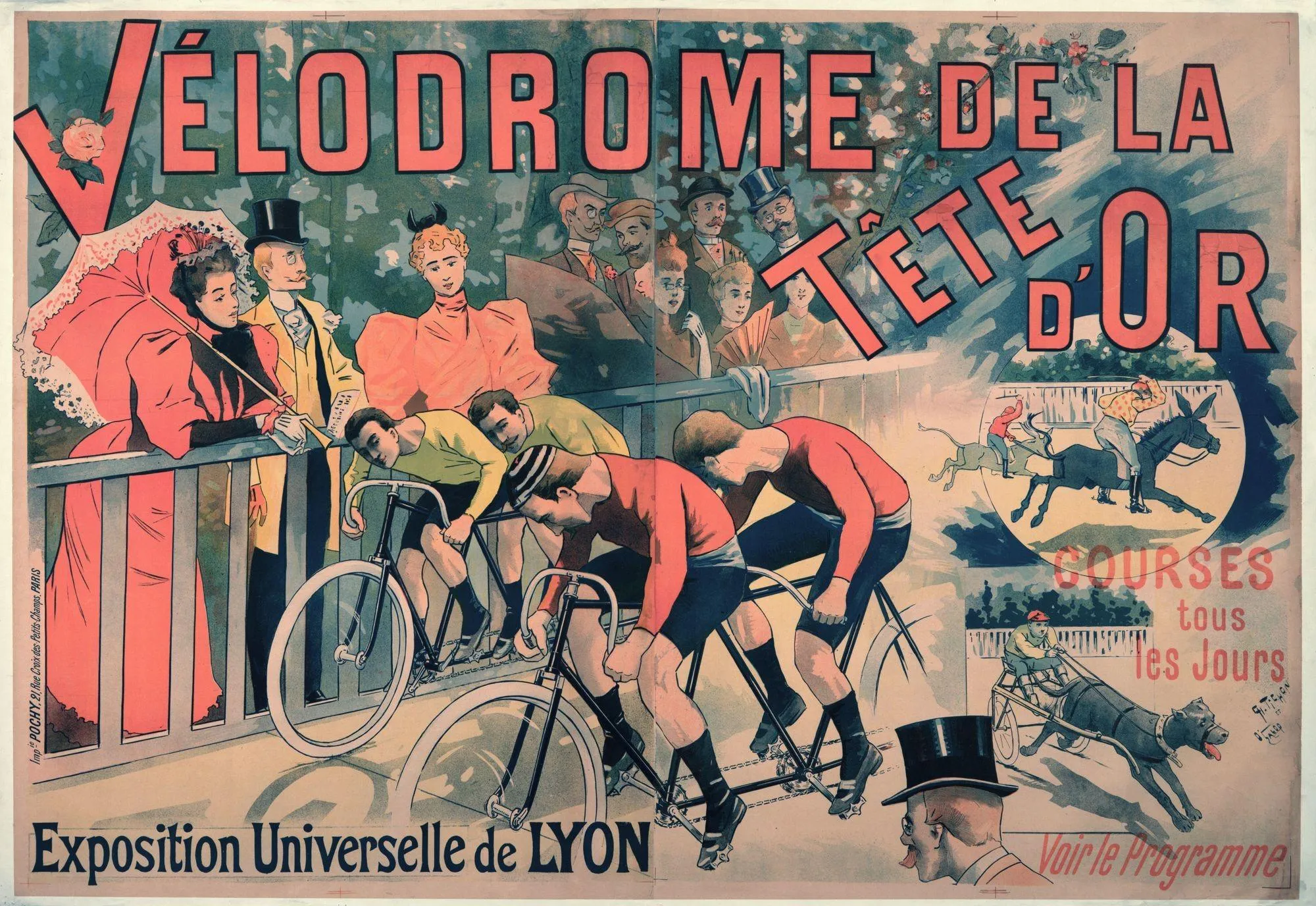 Affiche pour le vélodrome du parc de la Tête d'or à Lyon, 1894, Archives municipales de Lyon.