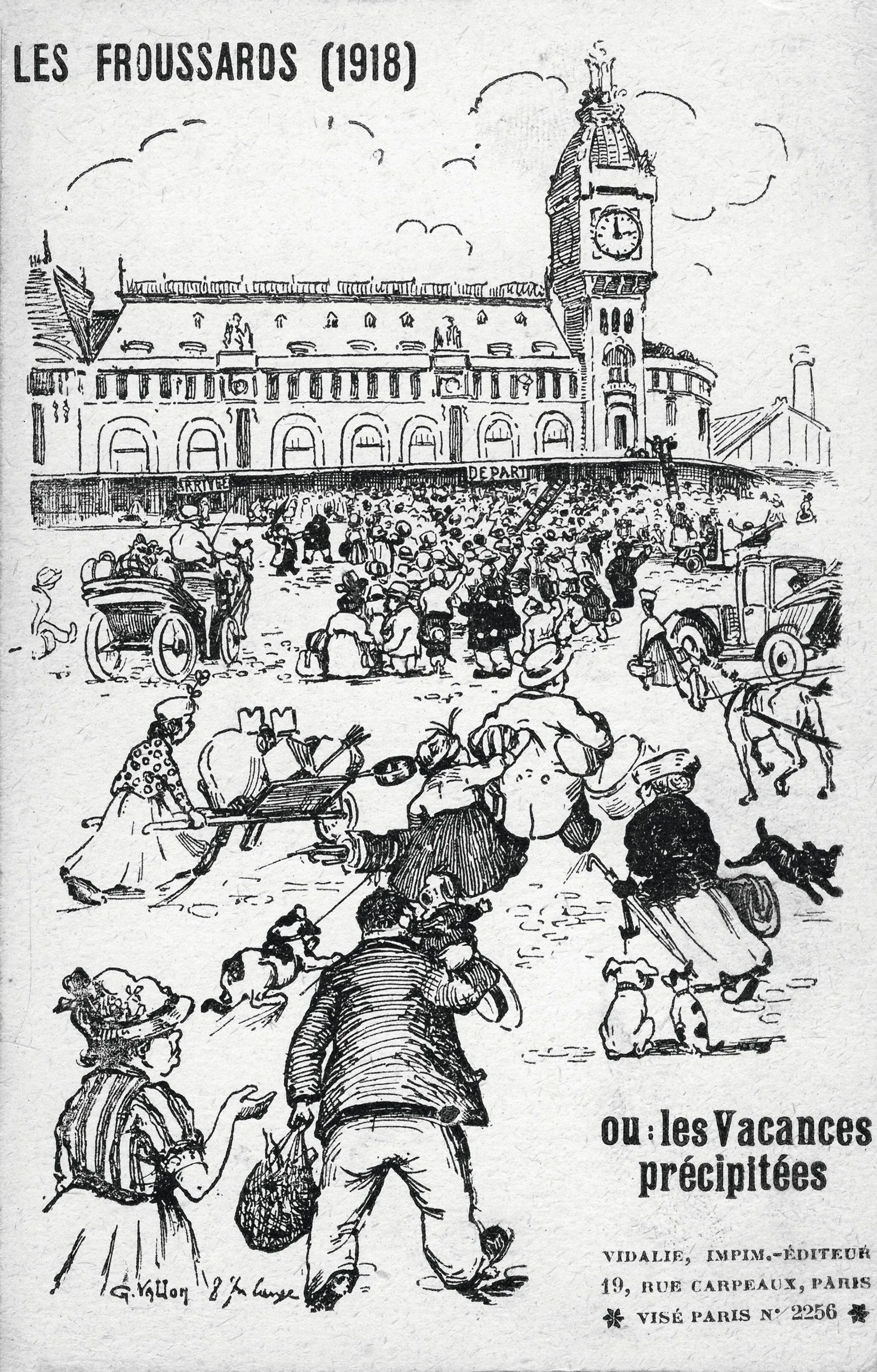 « Les froussards », carte illustrée, 1918, Paris
