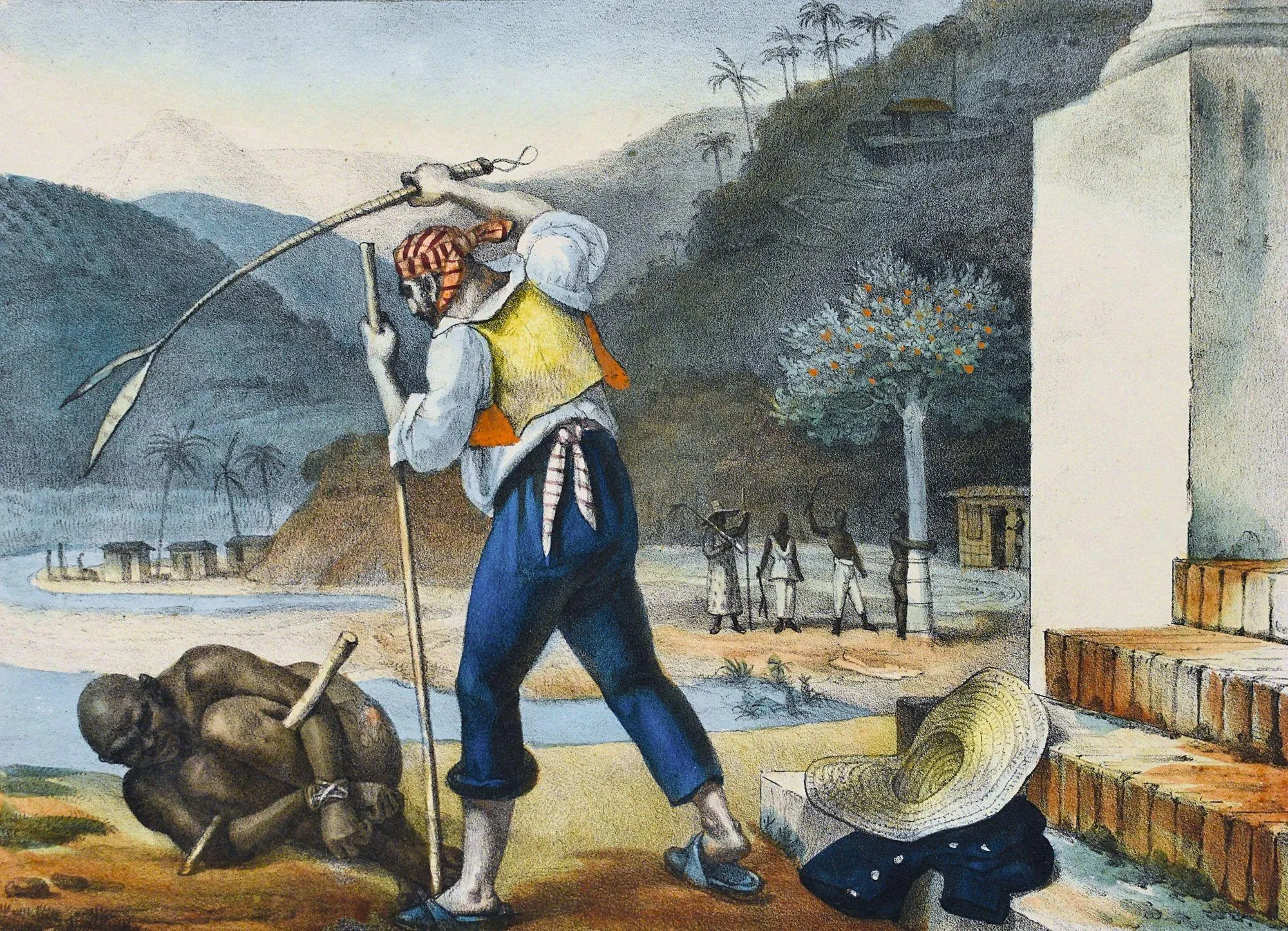 Jean-Baptiste Debret, Propriétaire punissant un esclave au Brésil, 1834, gravure.