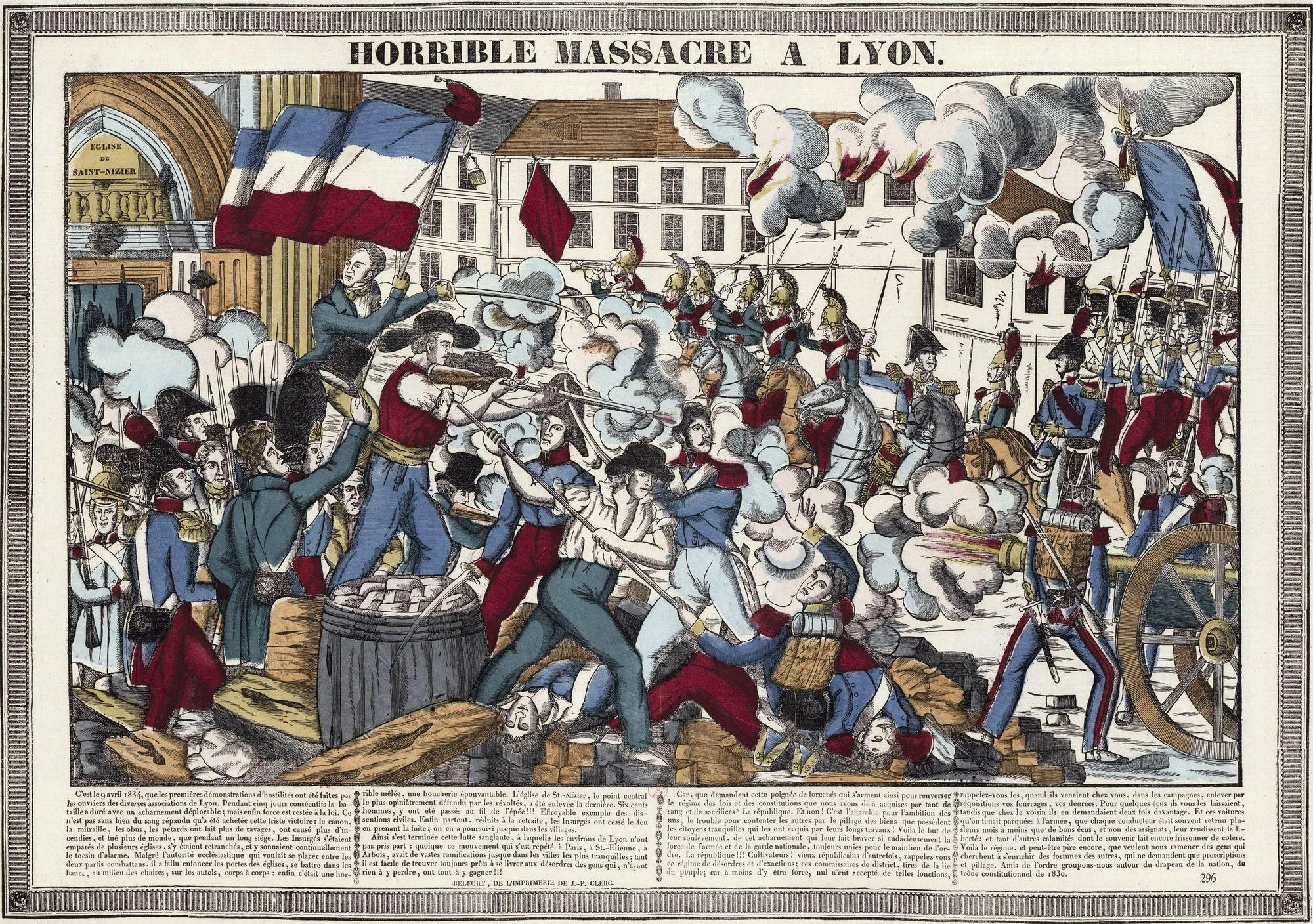 Anonyme, Horrible massacre à Lyon, 1834, estampe, 39,5 x 56,5 cm, BnF, Paris.