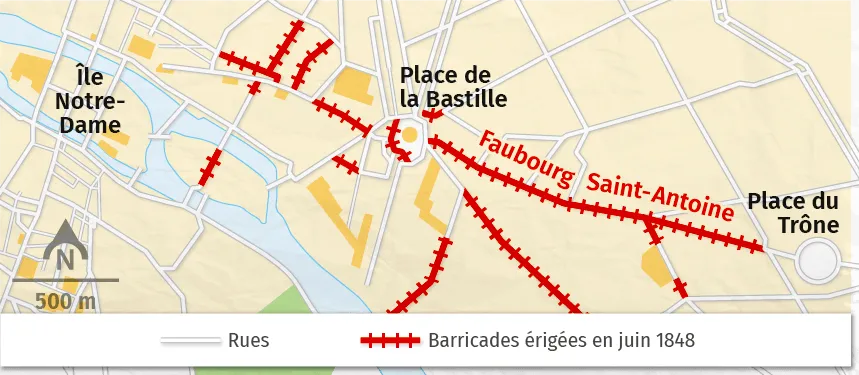 Juin 1848 : les barricades sur le faubourg Saint-Antoine (Paris)