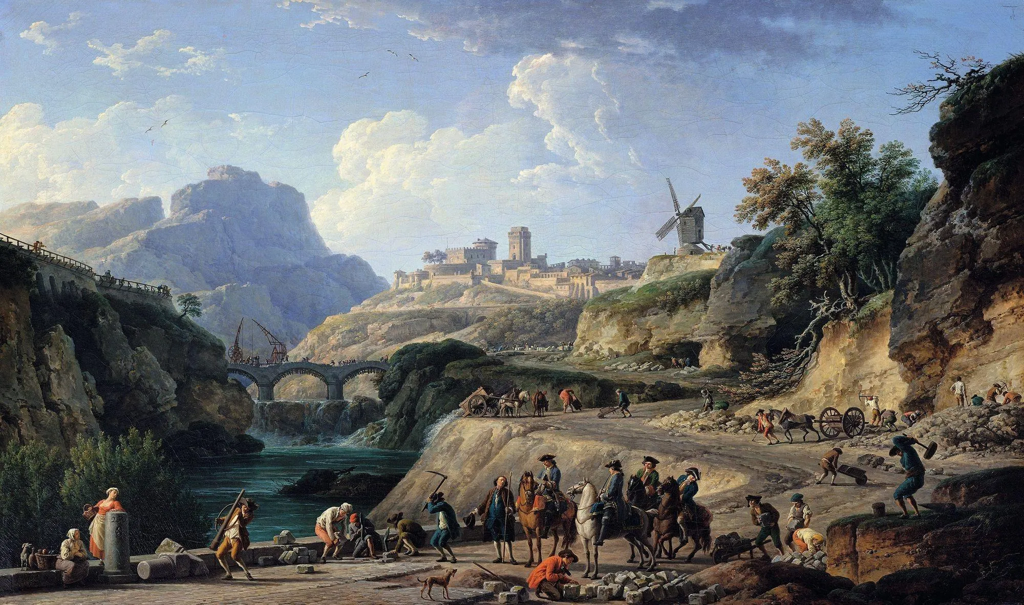 Joseph Vernet, La Construction d'un grand chemin, 1775, huile sur toile, 97 x 162 cm, musée du Louvre, Paris