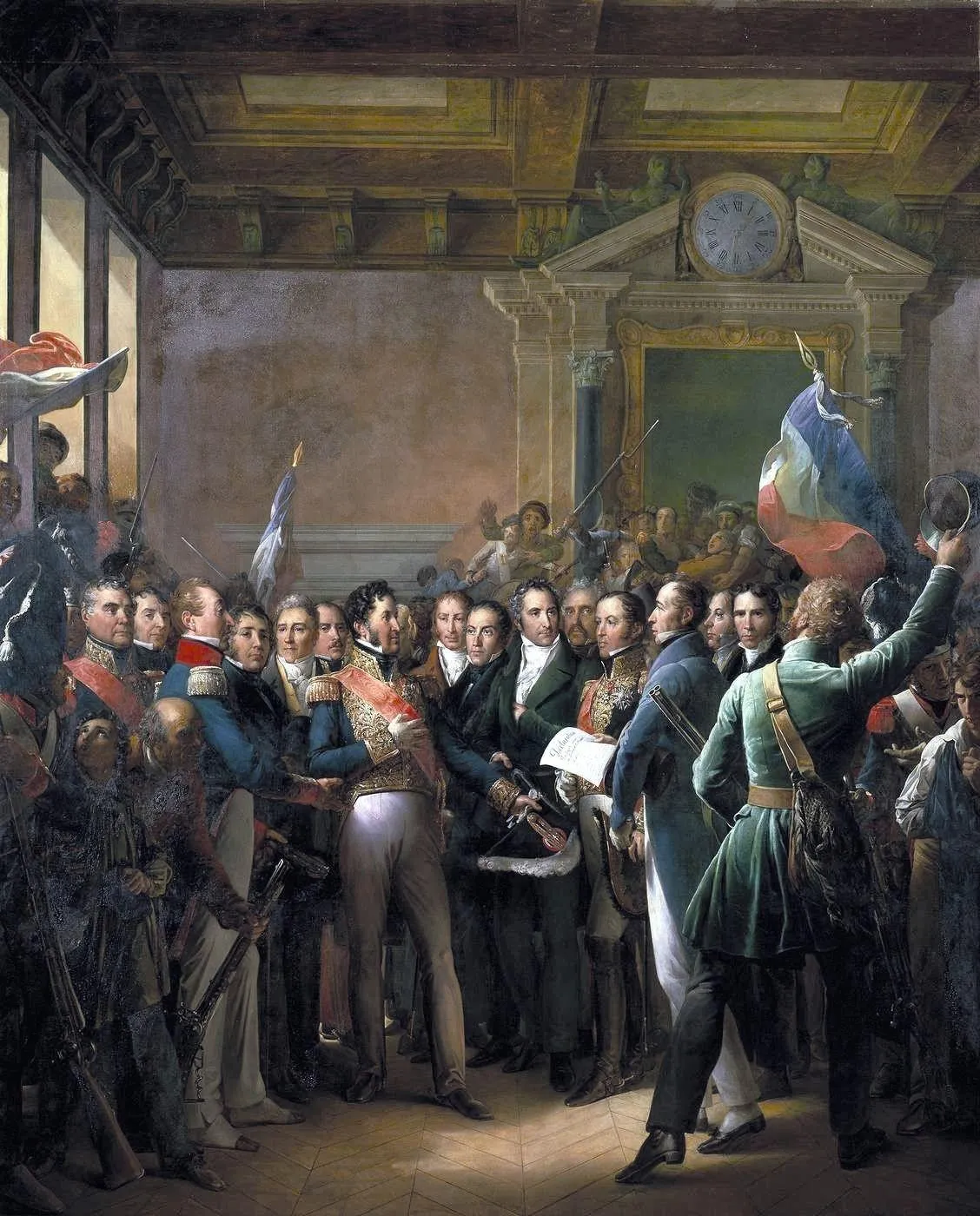 François Gérard, Lecture de la déclaration des députés proclamant le duc, 1836,
huile sur toile (détail), 550 x 442 cm, musée du Château de Versailles.