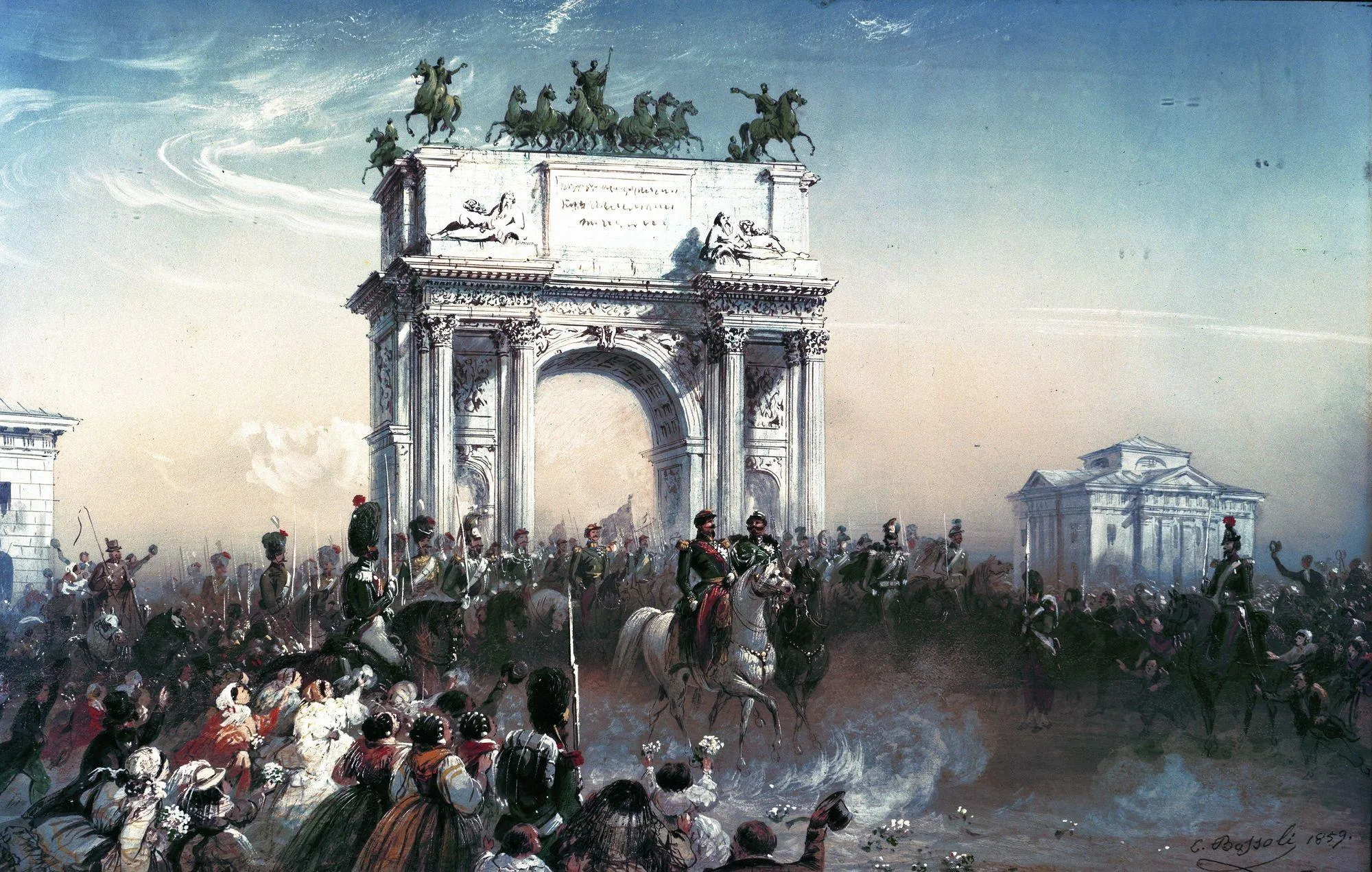 Carlo Bossoli, Entrée triomphale de Napoléon III et Victor-Emmanuel à Milan