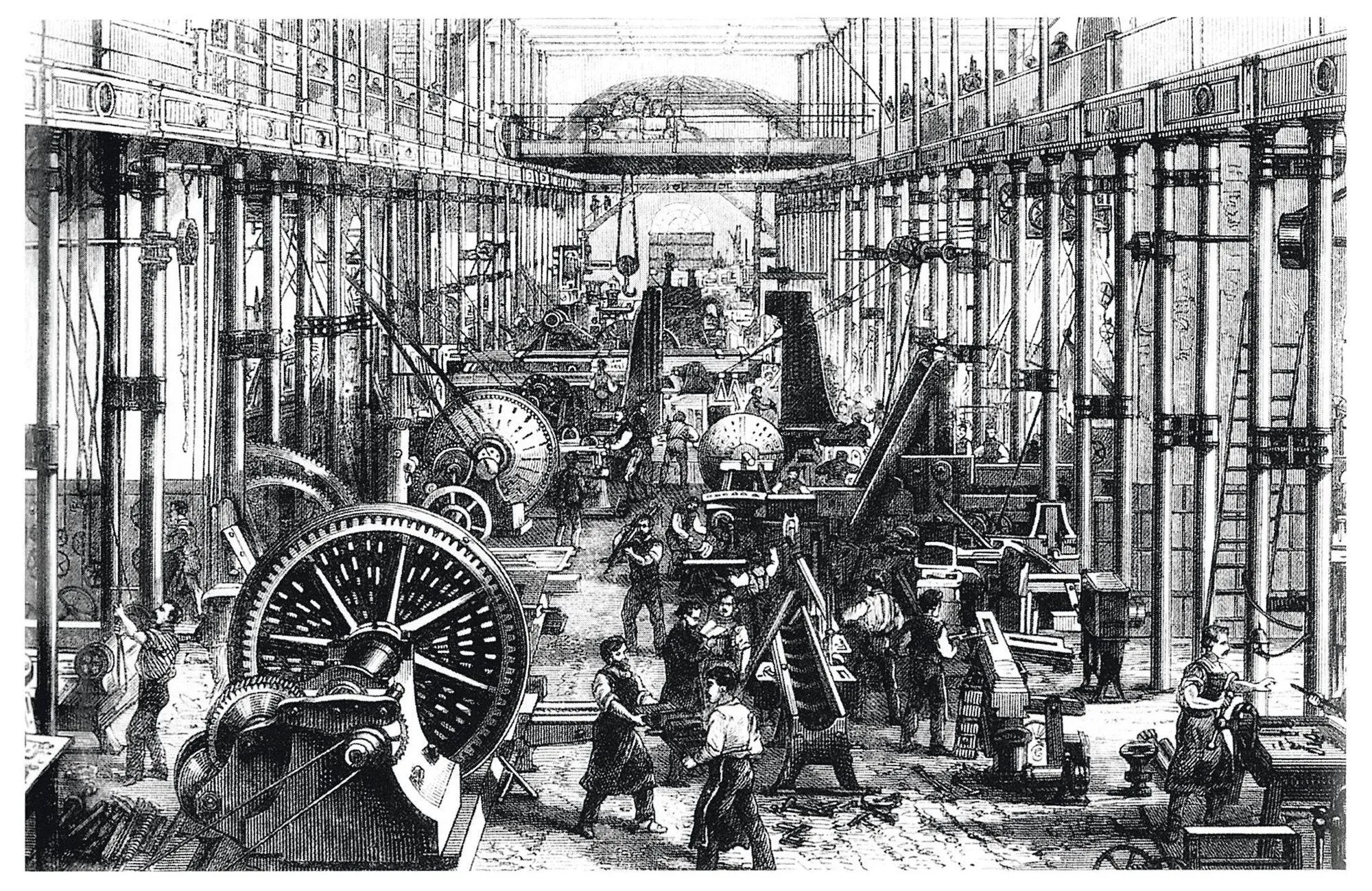 Anonyme, L'usine de Hartmann à Chemnitz (Allemagne), v. 1868, gravure.