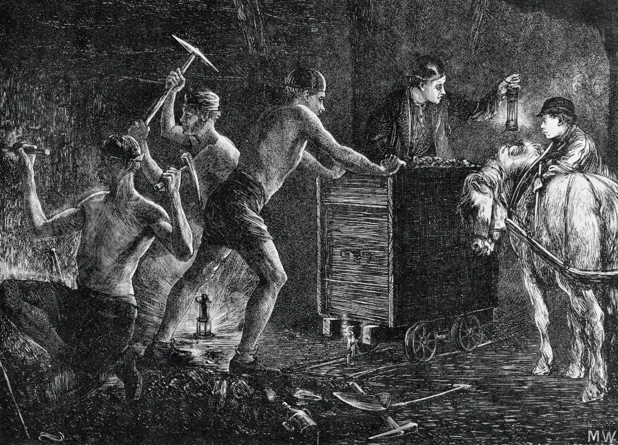 Anonyme, Mineurs de charbon,
1871, dessin paru dans The
Graphic.