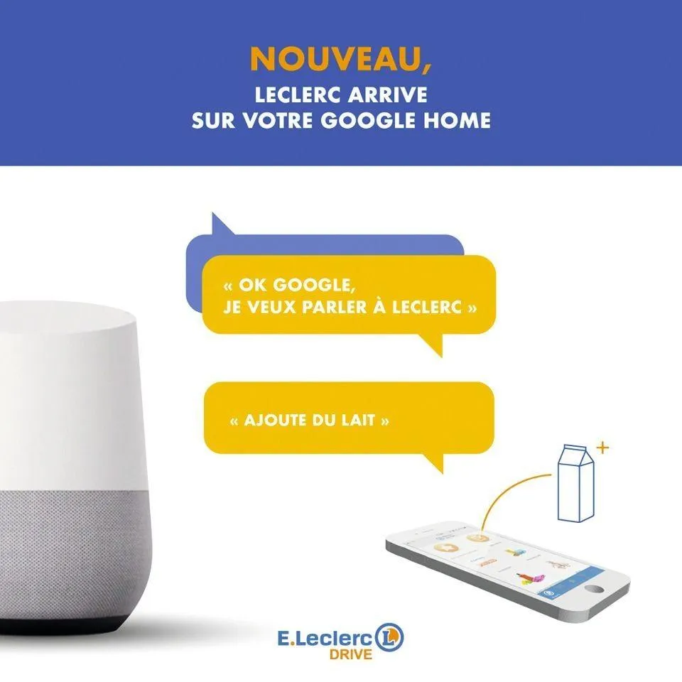 Publicité pour Leclerc et Google Home, 2018.