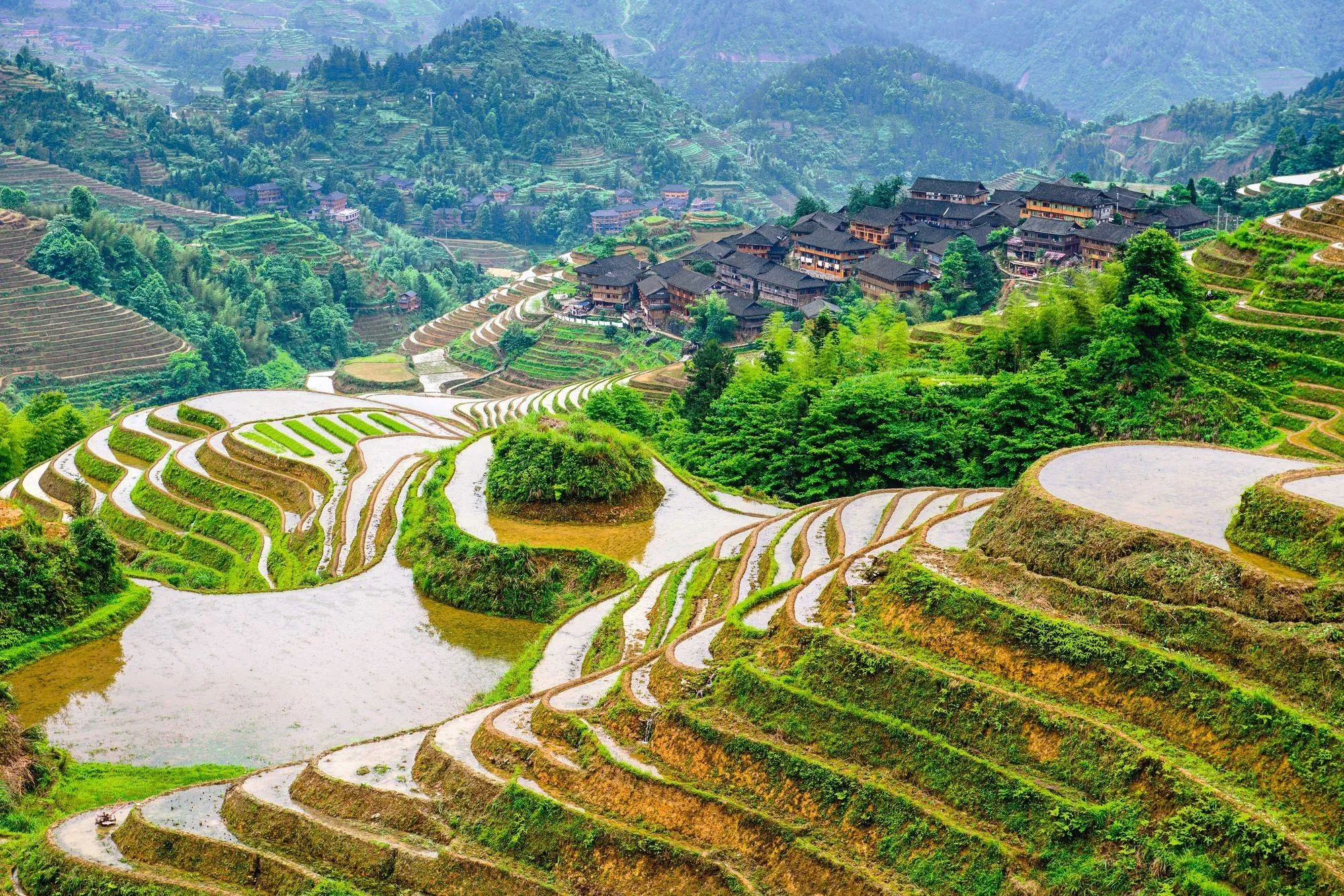 Des aménagements spécifiques liés à l'eau : les terrasses de Yuanyuang en Chine