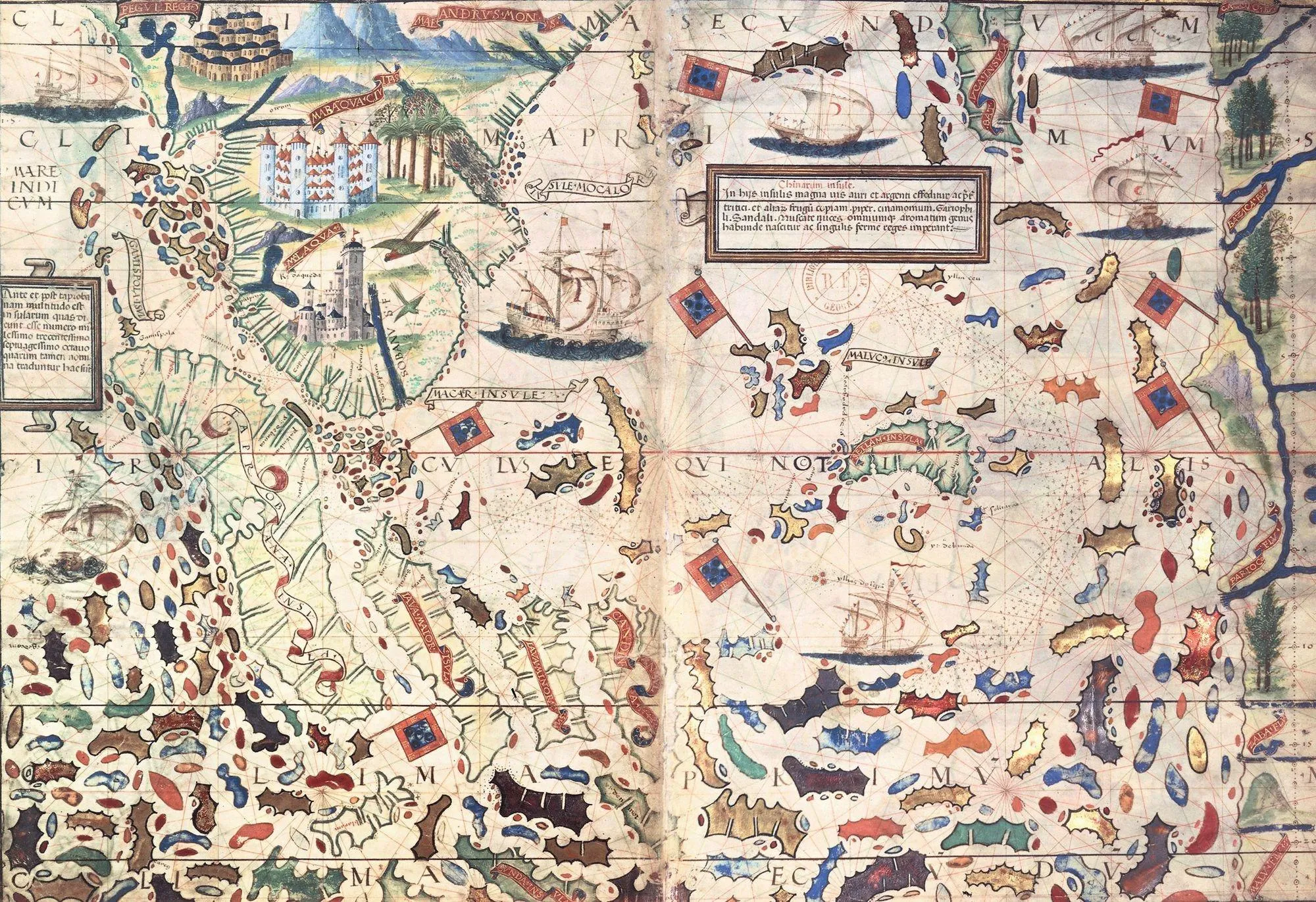 Carte de l'océan Indien et des « îles à épices », Atlas Miller, 1519, BnF, Paris