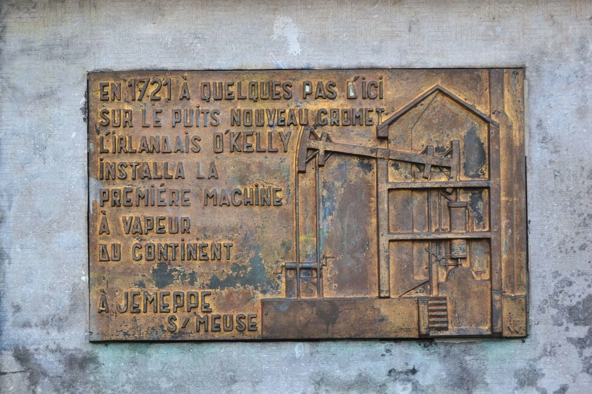 Plaque commémorative (contemporaine) à Jemeppe-sur-Meuse en Belgique.