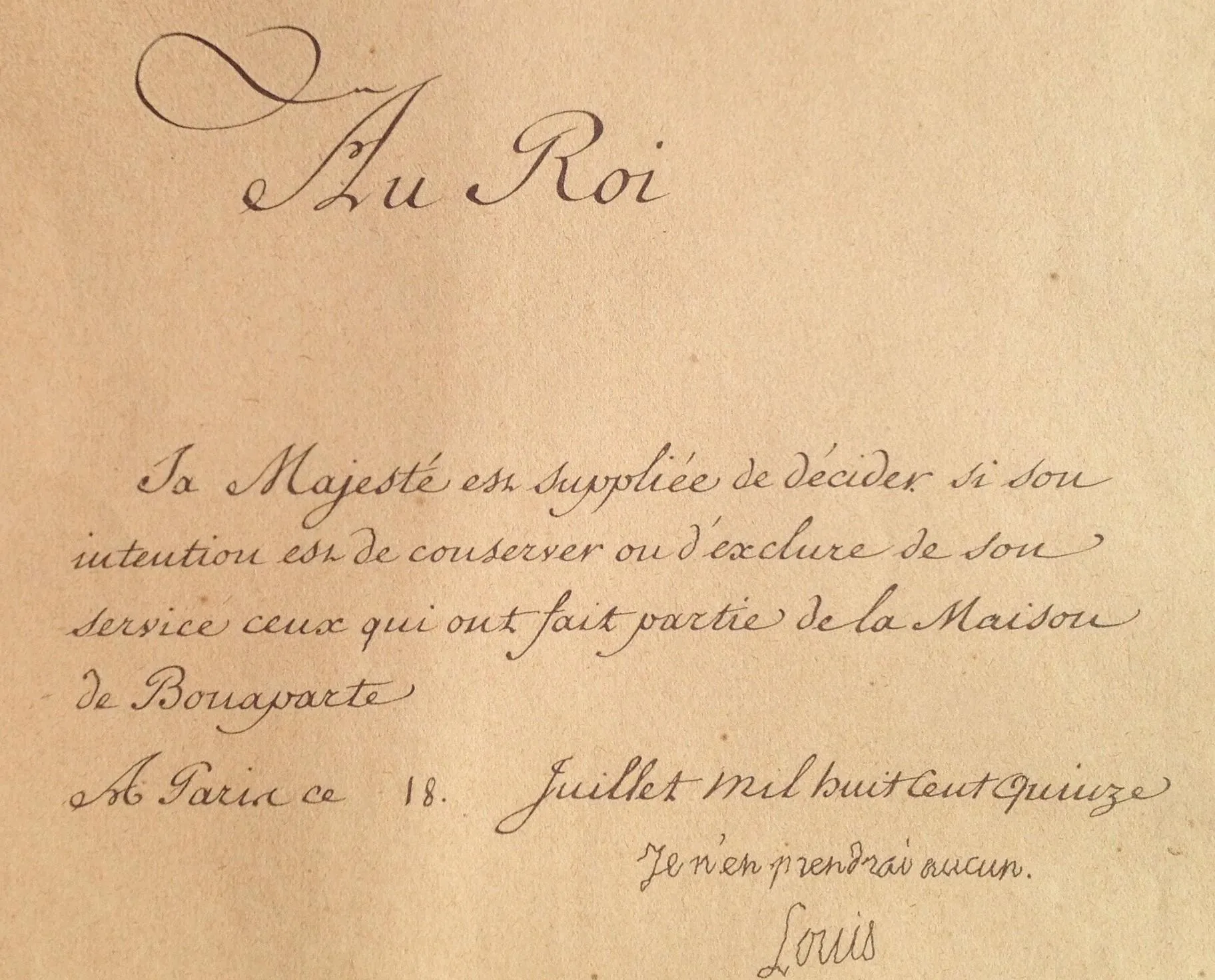Louis XVIII refuse d'employer ceux qui ont servi Napoléon
