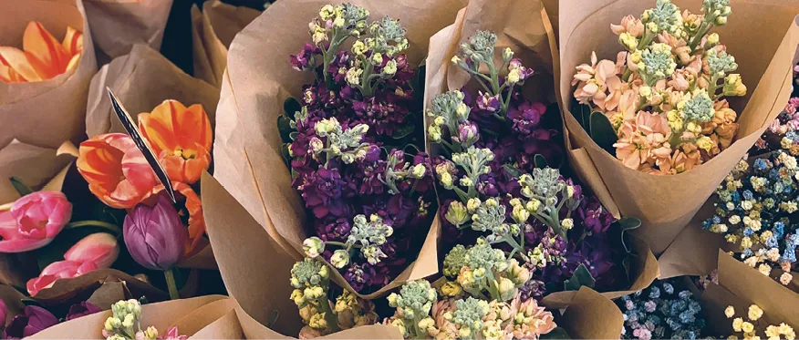 Photo de bouquets de fleurs multicolores