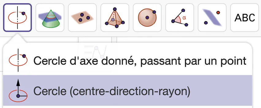 photo de la boite à outil geogebra