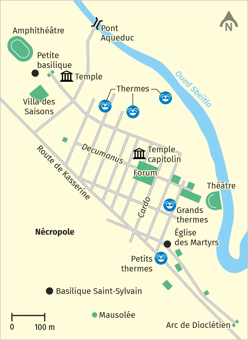 Plan du site archéologique de Sufetula.