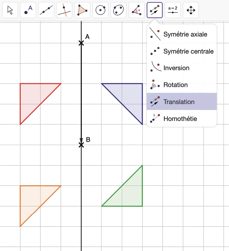 Capture d'écran du travail d'Ema sur Geogebra