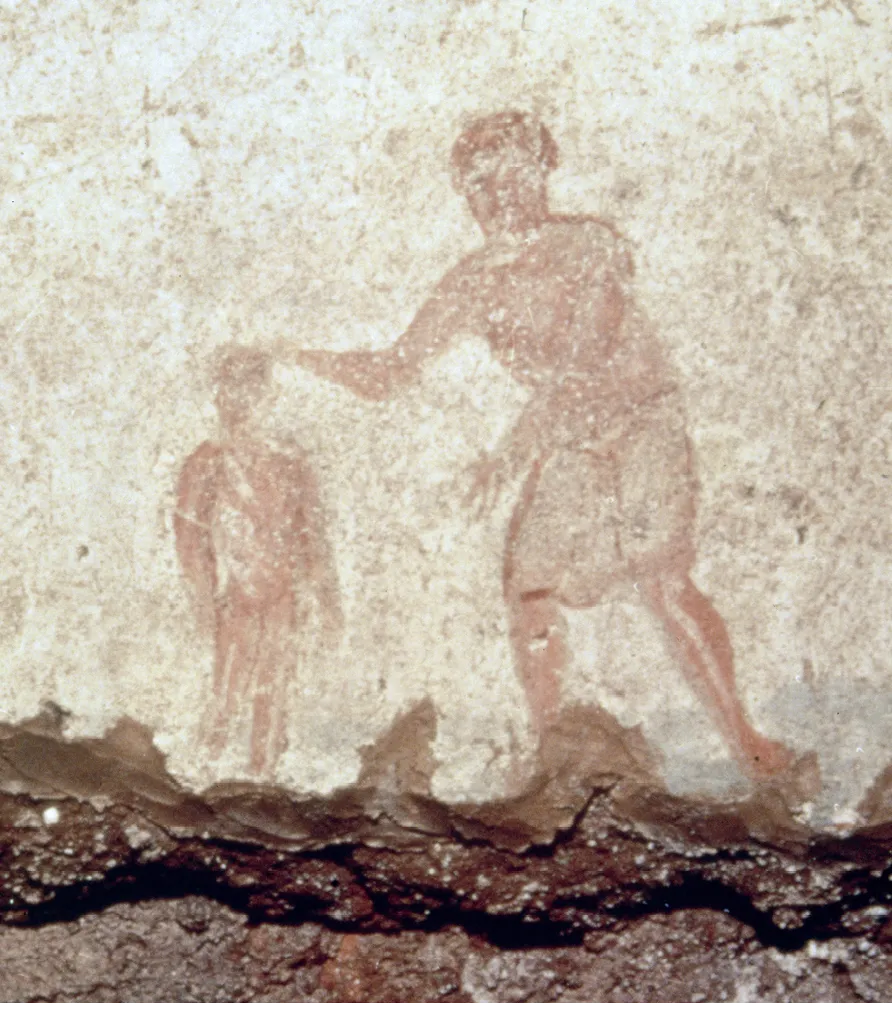 Peinture chrétienne dans la catacombe romaine de Saint-Calixte