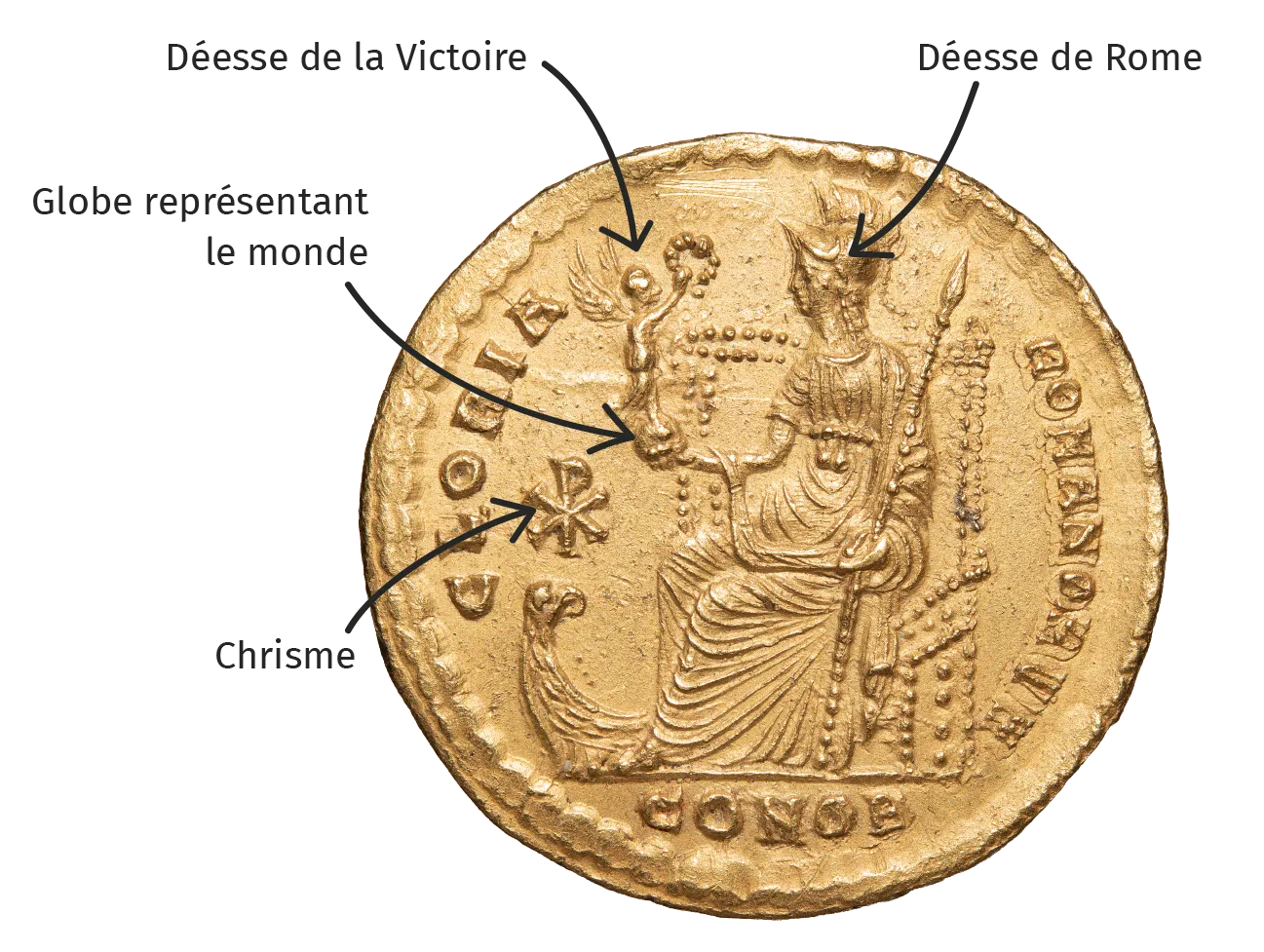 Pièce de monnaie de l'empereur Flavius Arcadius