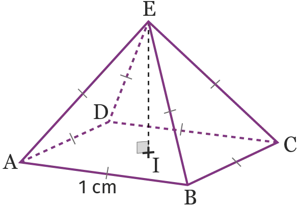 Pyramide ABCE de base carrée, AB=1cm
