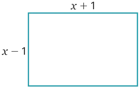 Rectangle de longueur x+1 et de largeur x-1.