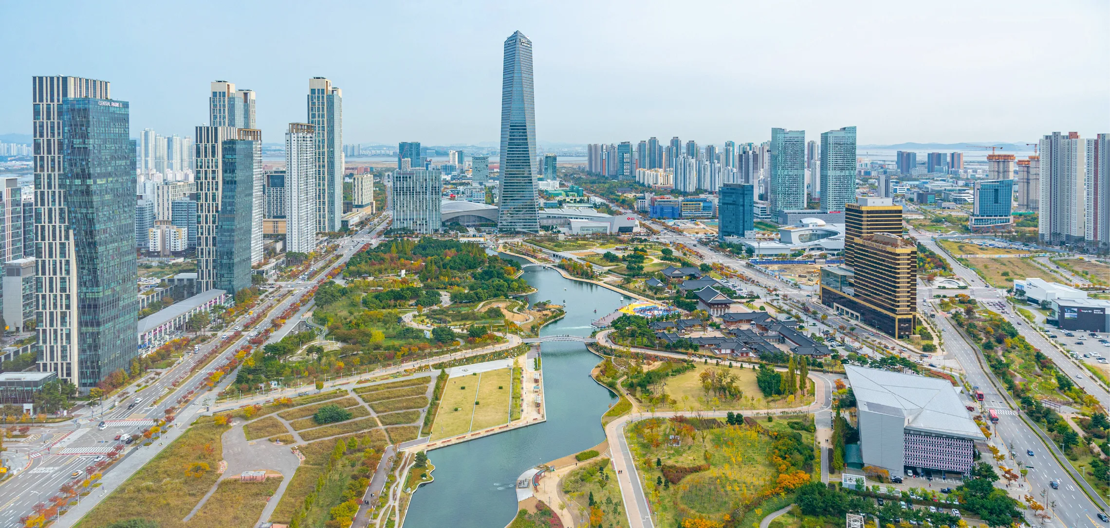 Vue aérienne de la ville de Songdo