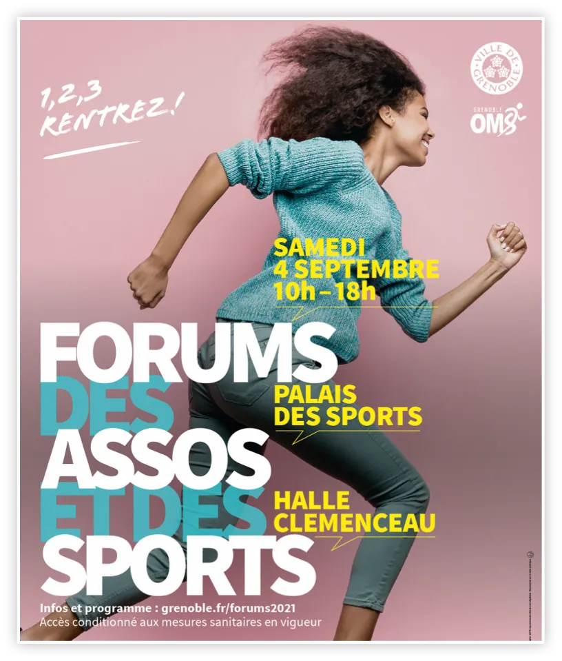 Affiche du forum des associations
sportives, ville de Grenoble.