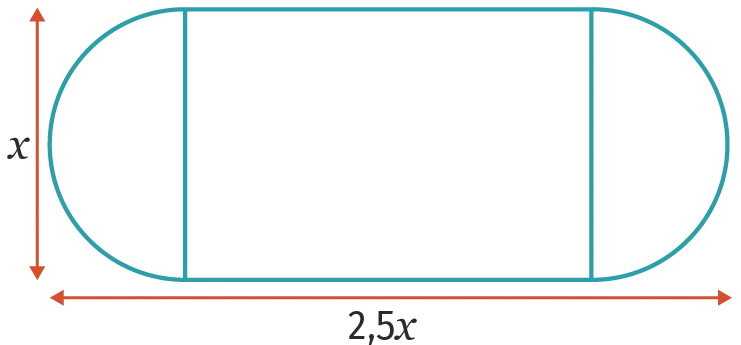 Figure composée d'un rectangle et de deux demi-cercles