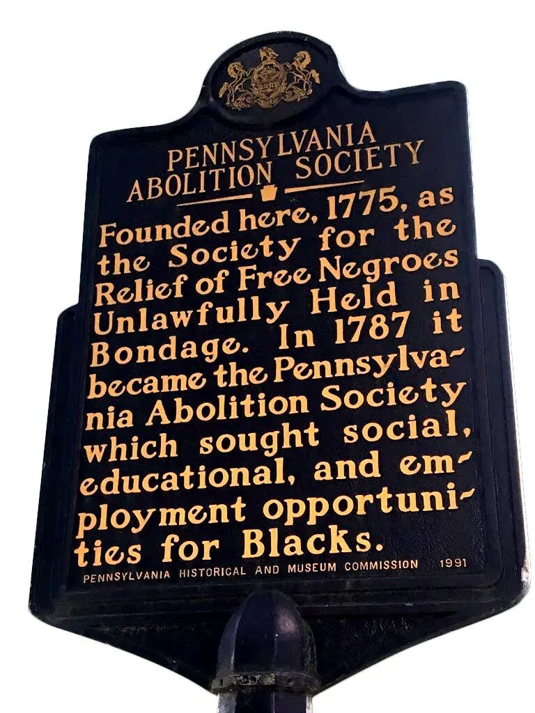 Plaque commémorative de la Pennsylvania Abolition Society. 