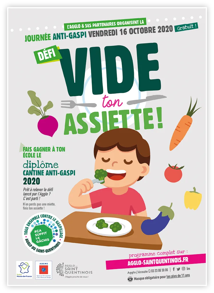 Affiche de sensibilisation contre le gaspillage alimentaire, 2020.