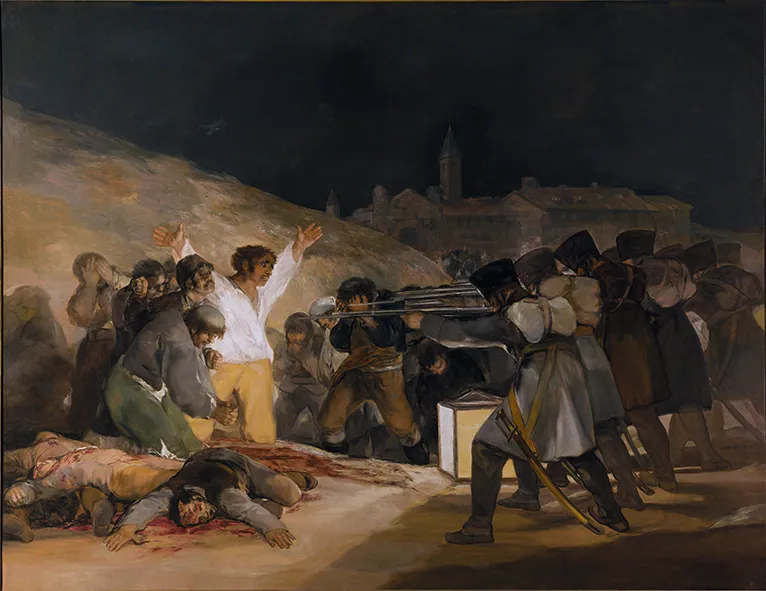 Francisco de Goya, Tres de mayo, 1814, huile sur toile,
268 × 347 cm, musée du Prado, Madrid.