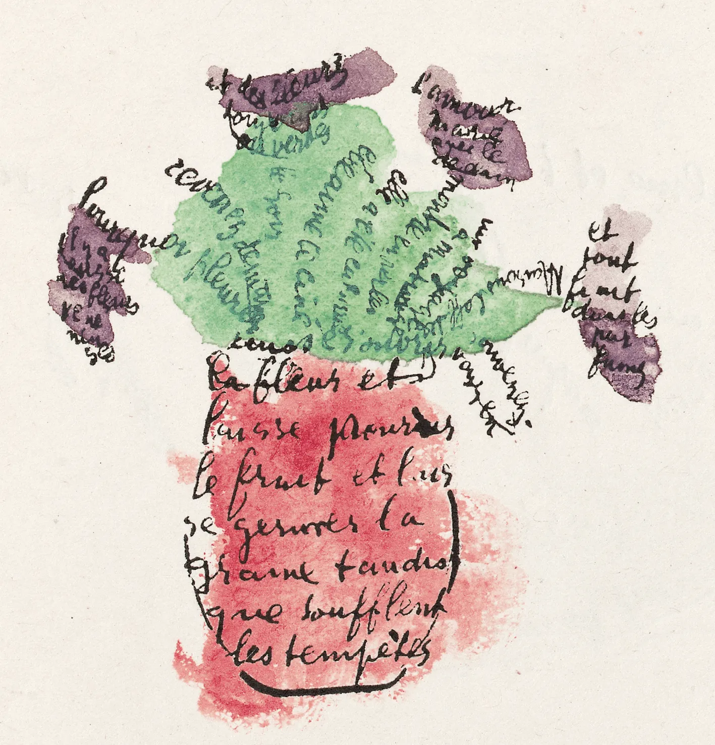 Guillaume Apollinaire,
Fleurs, calligramme
colorisé