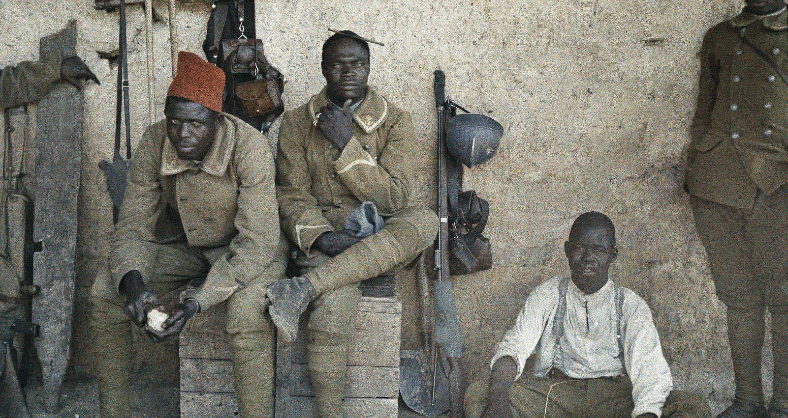 Quatre militaires sénégalais à Saint-Ulrich (Haut-Rhin), 16 juin 1917