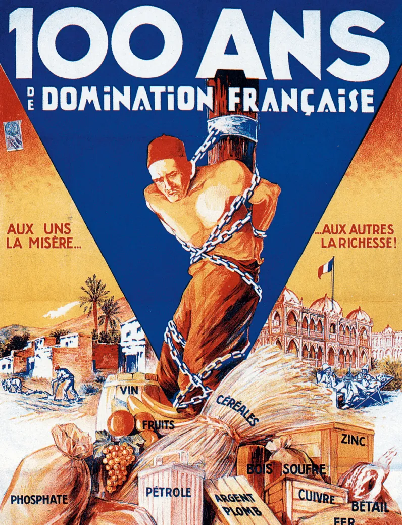 Affiche du parti communiste français et du syndicat CGTU pour le centenaire de la conquête de l'Algérie